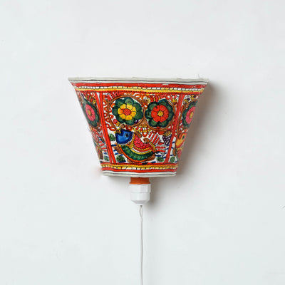 Handpainted Tholu Bommalata Leather Wall Lamp (Small) 64