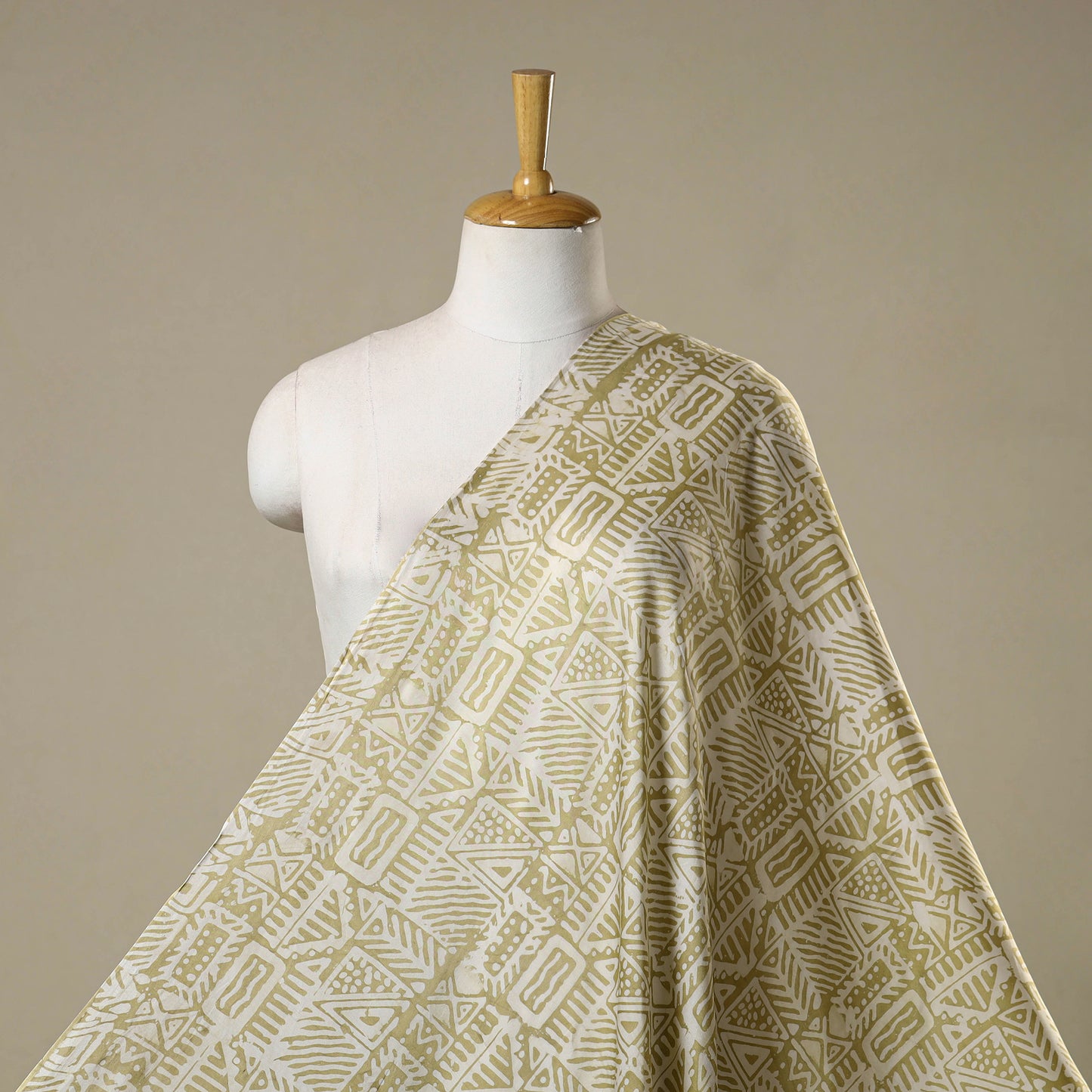 Green - kutch batik modal silk fabric 22 - handcrafted