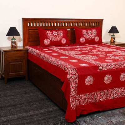 Cotton Double Hand Batik Print Bed Sheet Set 43