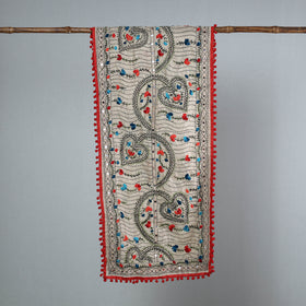 Red Ranihati Chanderi Silk Embroidered Stole