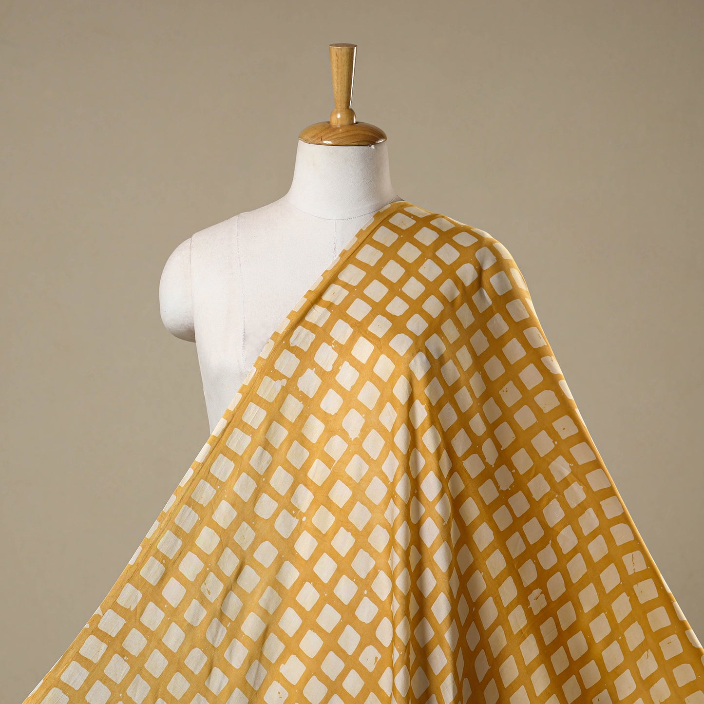 Yellow - kutch batik modal silk fabric 24 - handcrafted