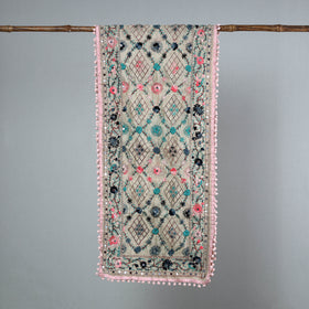 Pink Ranihati Chanderi Silk Embroidered Stole