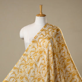 Yellow - kutch batik modal silk fabric 25 - handcrafted