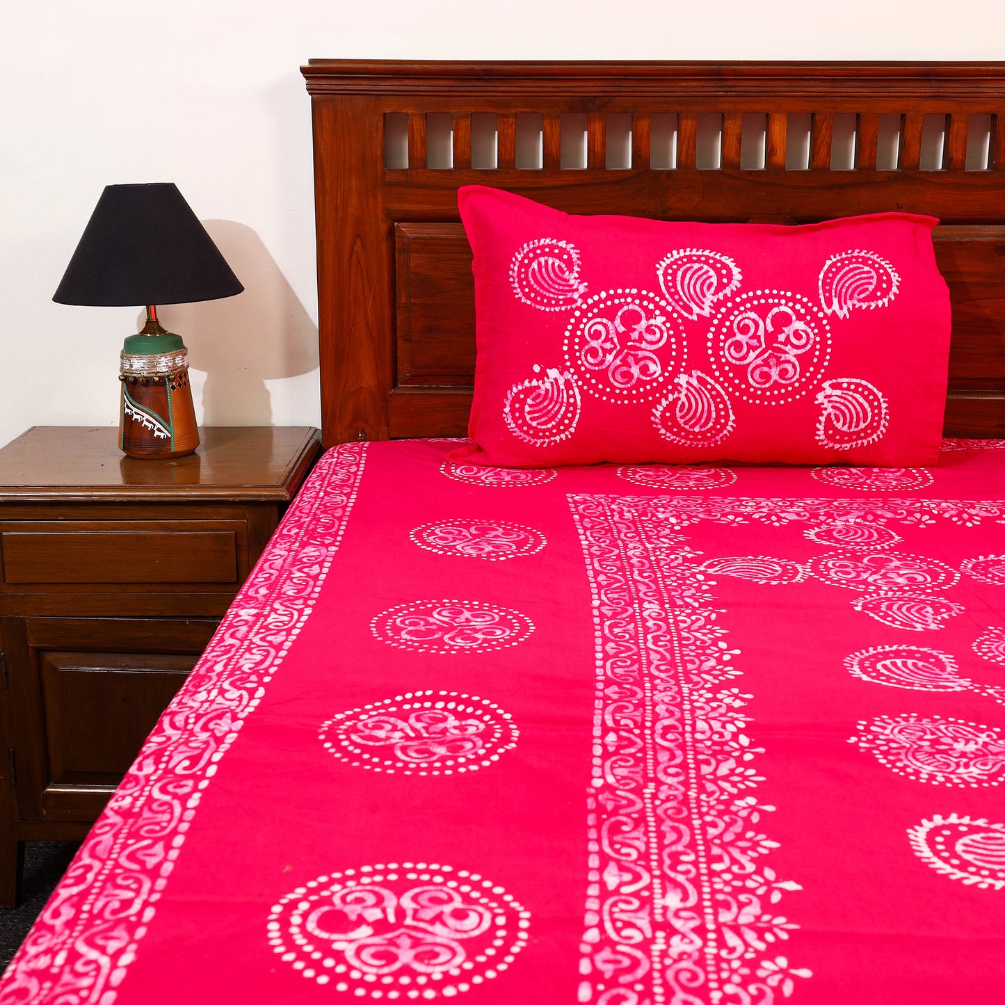 Cotton Double Hand Batik Print Bed Sheet Set 44