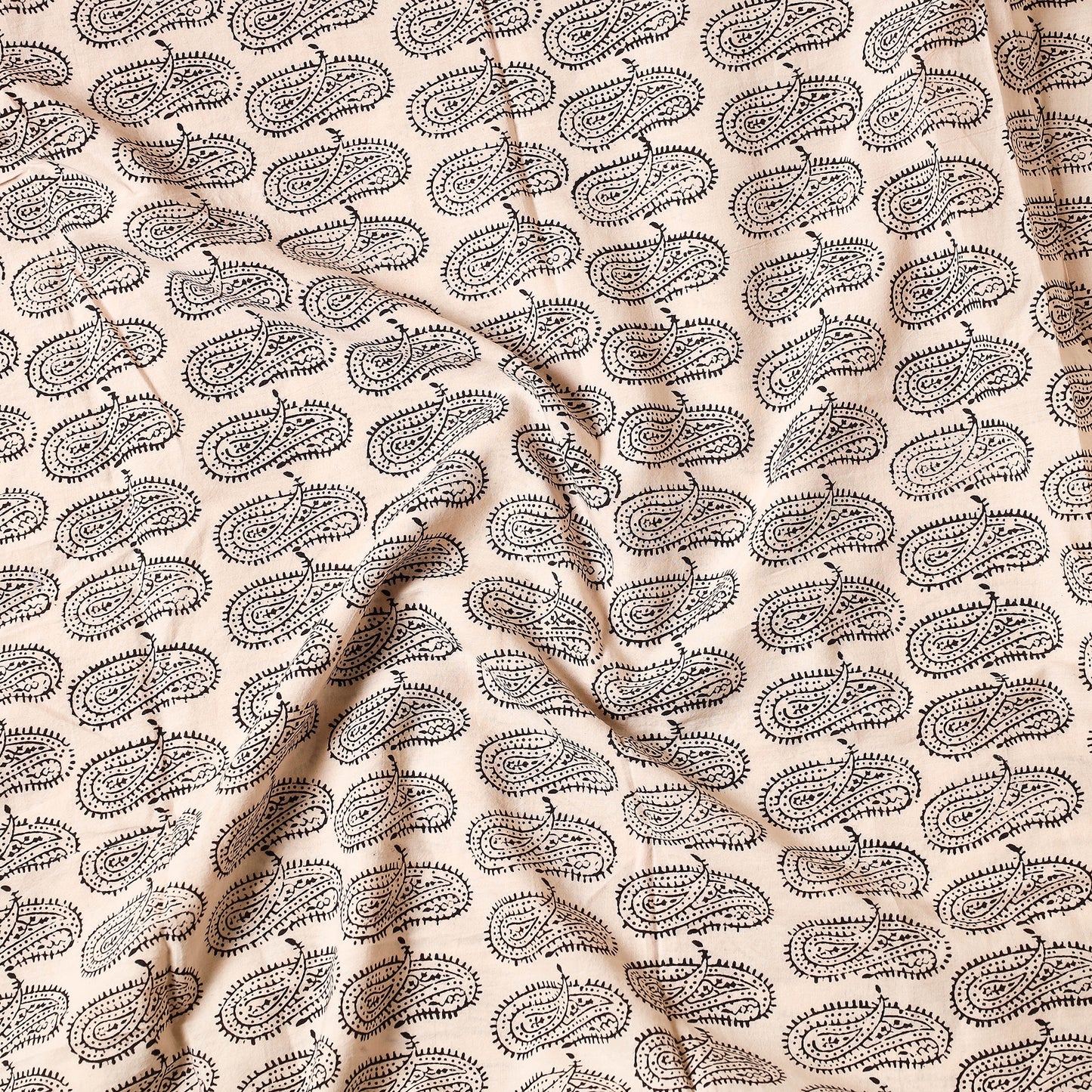 Beige - Bagh Block Printed Cotton Precut Fabric (1.7 Meter)