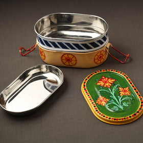Buy Kavad Handpainted Stainless Steel 2 Tier Capsule Shape Lunch Box (6 X 4 in) 07 Online at iTokri.com