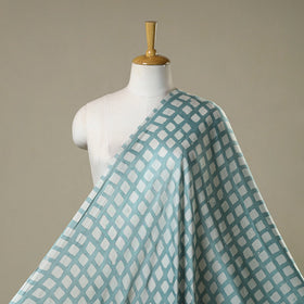 Blue - kutch batik modal silk fabric 28 - handcrafted