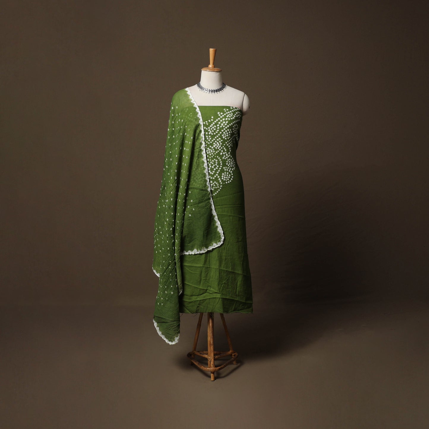 Kutch Bandhani Tie-Dye Cotton 3pc Unstitched Dress Material Suit Set 06