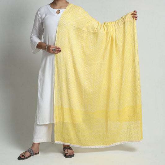 Yellow - Hand Printed Cotton Dupatta