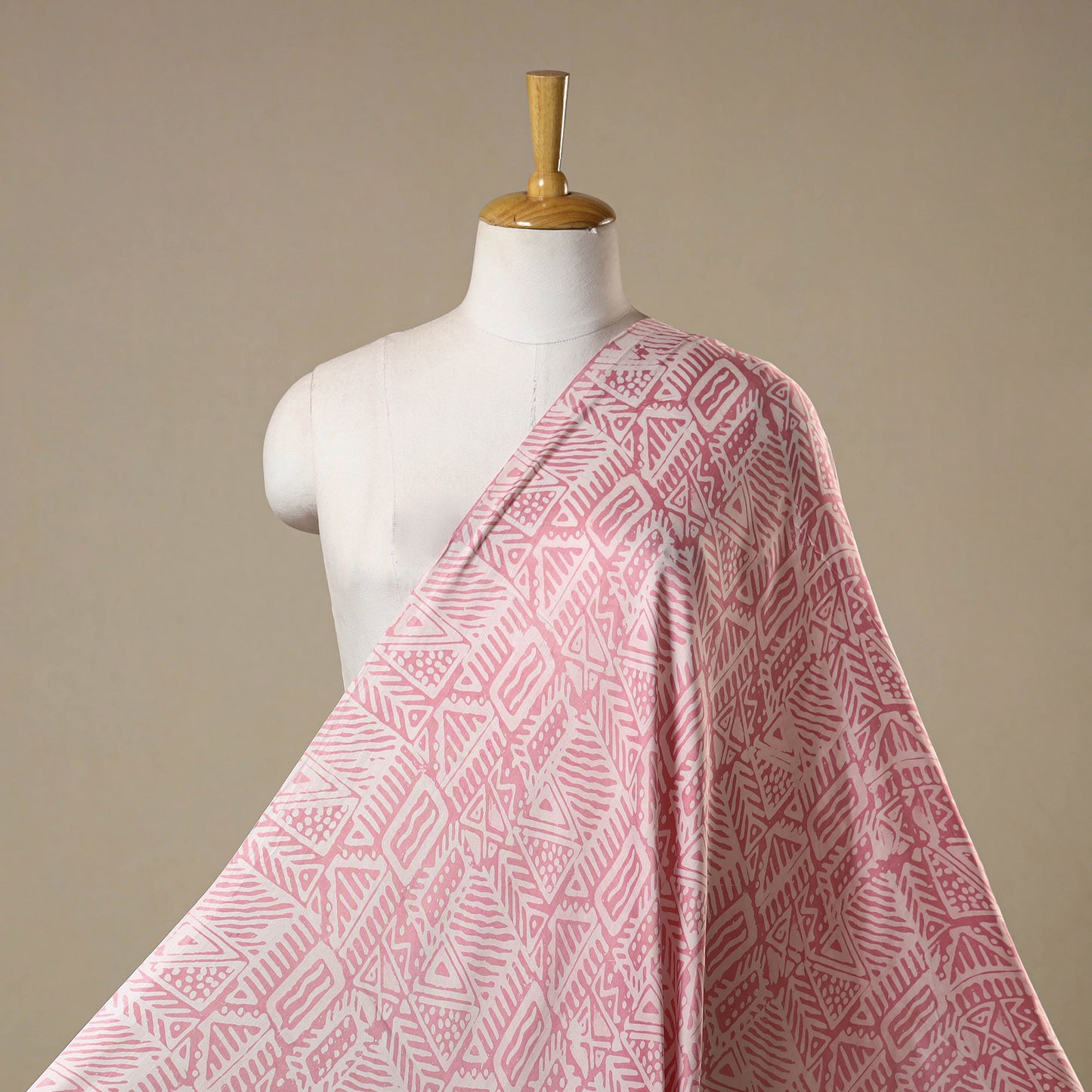 Pink - kutch batik modal silk fabric 35 - handcrafted