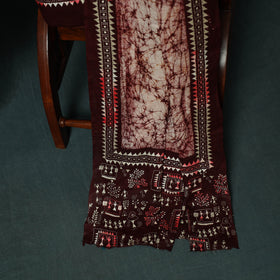 Bengal Kantha Work Cotton 3pc Unstitched Batik Print Dress Material Suit Set 17