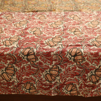 Pink - Kalamkari Block Printed Patchwork Cotton Double Bed Cover With Pillow Covers (108 x 90 in)