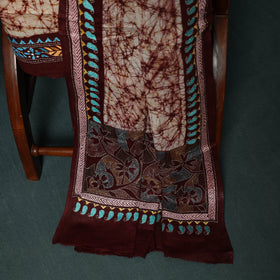 Bengal Kantha Work Cotton 3pc Unstitched Batik Print Dress Material Suit Set 18