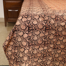 Brown - Kalamkari Block Printed Patchwork Cotton Double Bed Cover With Pillow Covers (108 x 90 in)