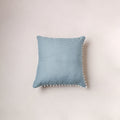 Running Stitch Plain Cushion Cover with Pom Pom (16 x 16 in) 288