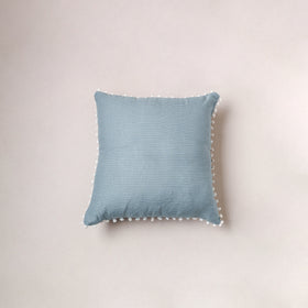 Running Stitch Plain Cushion Cover with Pom Pom (16 x 16 in) 288