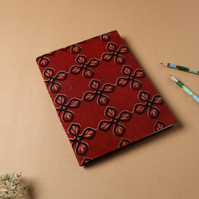 Red - bindaas fabric cover handmade paper notebook (9 x 7