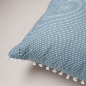 Running Stitch Plain Cushion Cover with Pom Pom (16 x 16 in) 288
