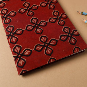 Red - bindaas fabric cover handmade paper notebook (9 x 7