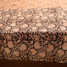 Brown - Kalamkari Block Printed Patchwork Cotton Double Bed Cover With Pillow Covers (108 x 90 in)