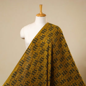Yellow Hakoba Natural Dyed Cotton Ajrakh Print Fabric
