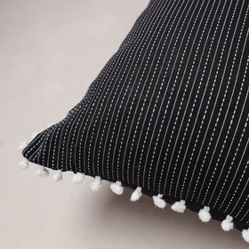 Running Stitch Plain Cushion Cover with Pom Pom (16 x 16 in) 289