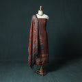 Red - 2pc Ajrakh Hand Block Print Handloom Tussar Silk Natural Dyed Unstitched Dress Material Kurta Set 16