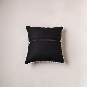 Running Stitch Plain Cushion Cover with Pom Pom (16 x 16 in) 289