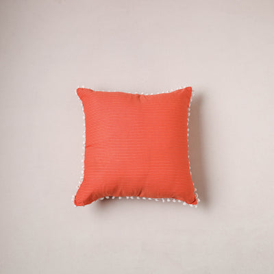 Running Stitch Plain Cushion Cover with Pom Pom (16 x 16 in) 290