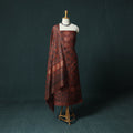 Red - 2pc Ajrakh Hand Block Print Handloom Tussar Silk Natural Dyed Unstitched Dress Material Kurta Set 17