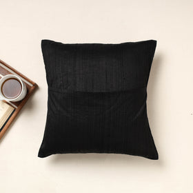 Buy Black Kutch Pakko Hand Embroidery Silk Cushion Cover