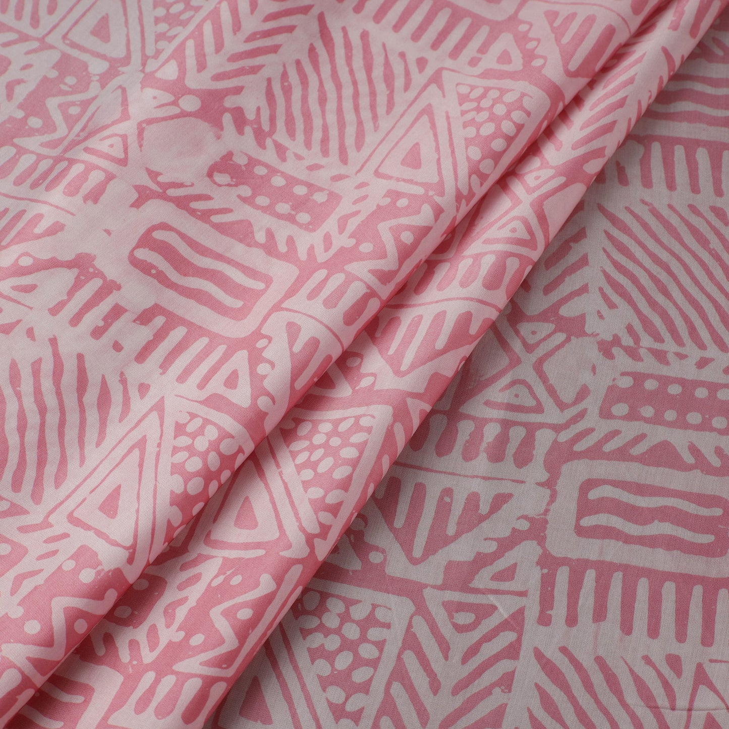 Pink - kutch batik modal silk fabric 35 - handcrafted