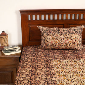 Multicolor - Kalamkari Block Printed Patchwork Cotton Double Bed Cover With Pillow Covers (108 x 90 in)