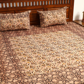Multicolor - Kalamkari Block Printed Patchwork Cotton Double Bed Cover With Pillow Covers (108 x 90 in)