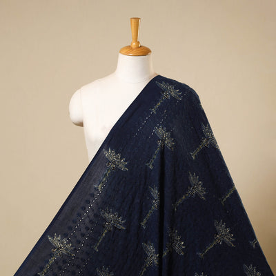 Blue Hakoba Natural Dyed Cotton Ajrakh Print Fabric