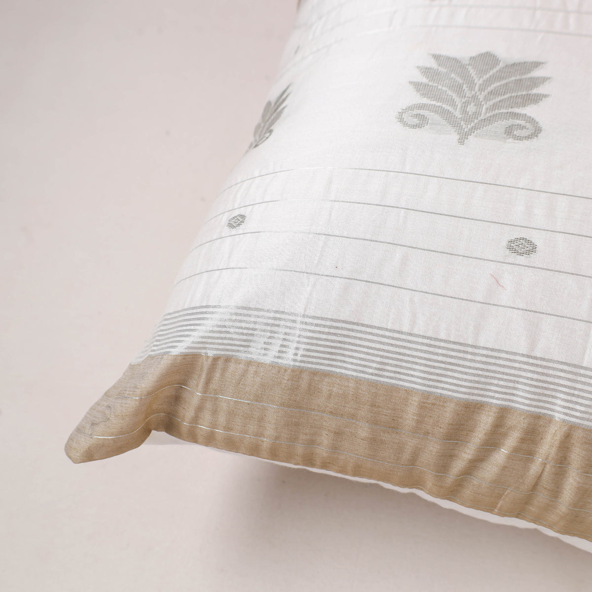 Plain Chanderi Silk Buti Cushion Cover (16 x 16 in) 294