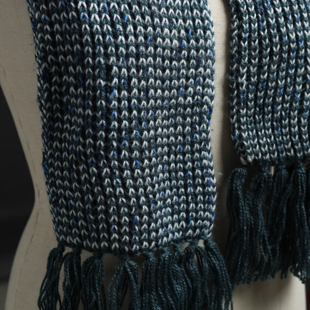 Blue - Kumaun Hand Knitted Woolen Muffler 75