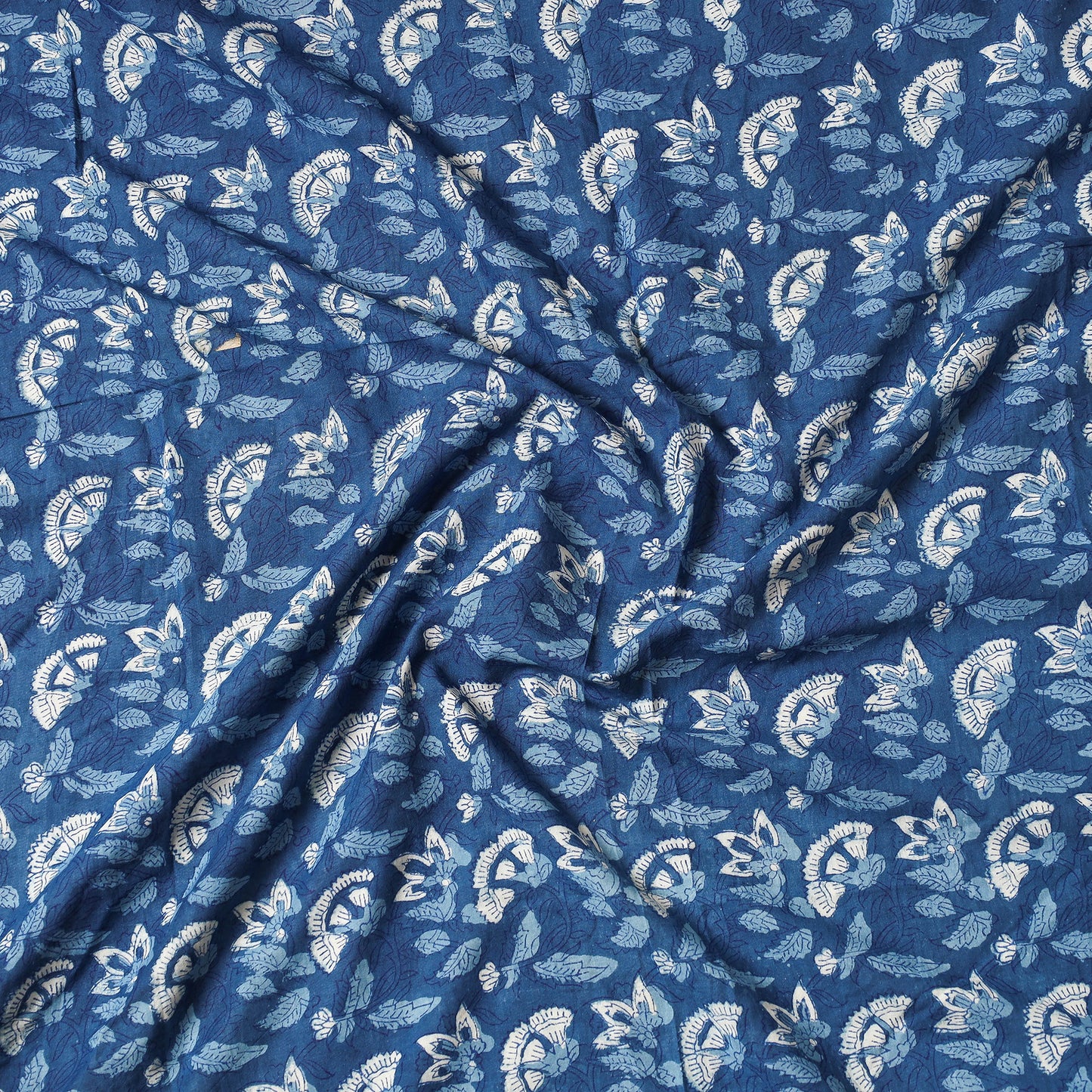 Blue - Indigo Block Printed Cotton Precut Fabric (1.1 Meter)