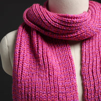 Pink - Kumaun Hand Knitted Woolen Muffler 76