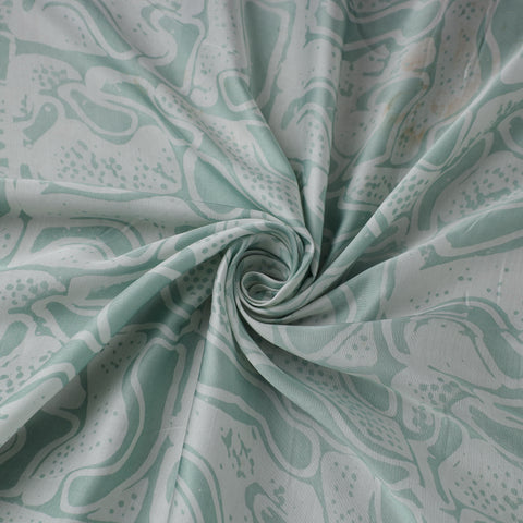 Green - kutch batik modal silk fabric 31 - handcrafted