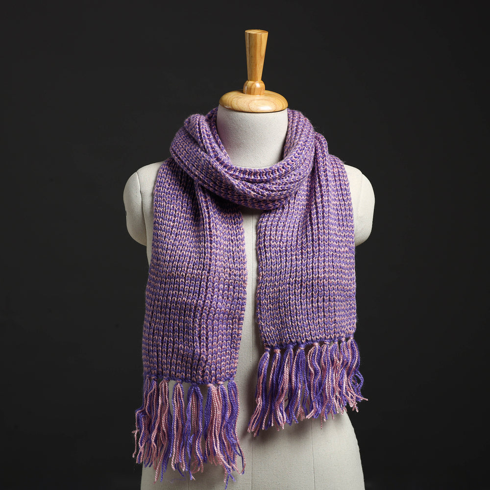 Purple - Kumaun Hand Knitted Woolen Muffler 78