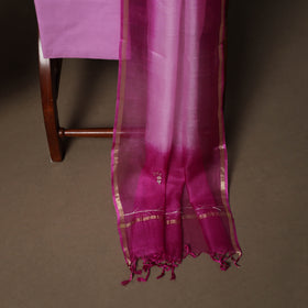 Purple - 3pc Pitta Work Kota Doria Silk Unstitched Dress Material Suit Set 03