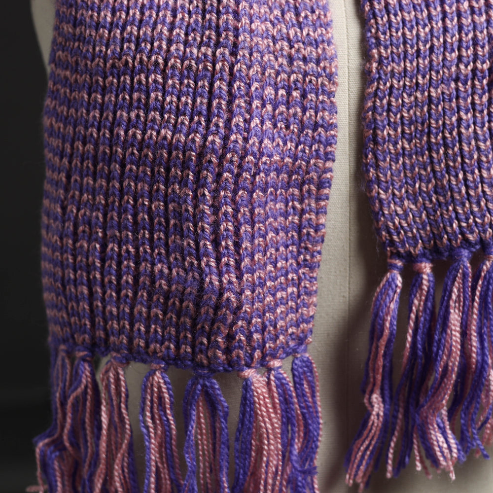 Purple - Kumaun Hand Knitted Woolen Muffler 78