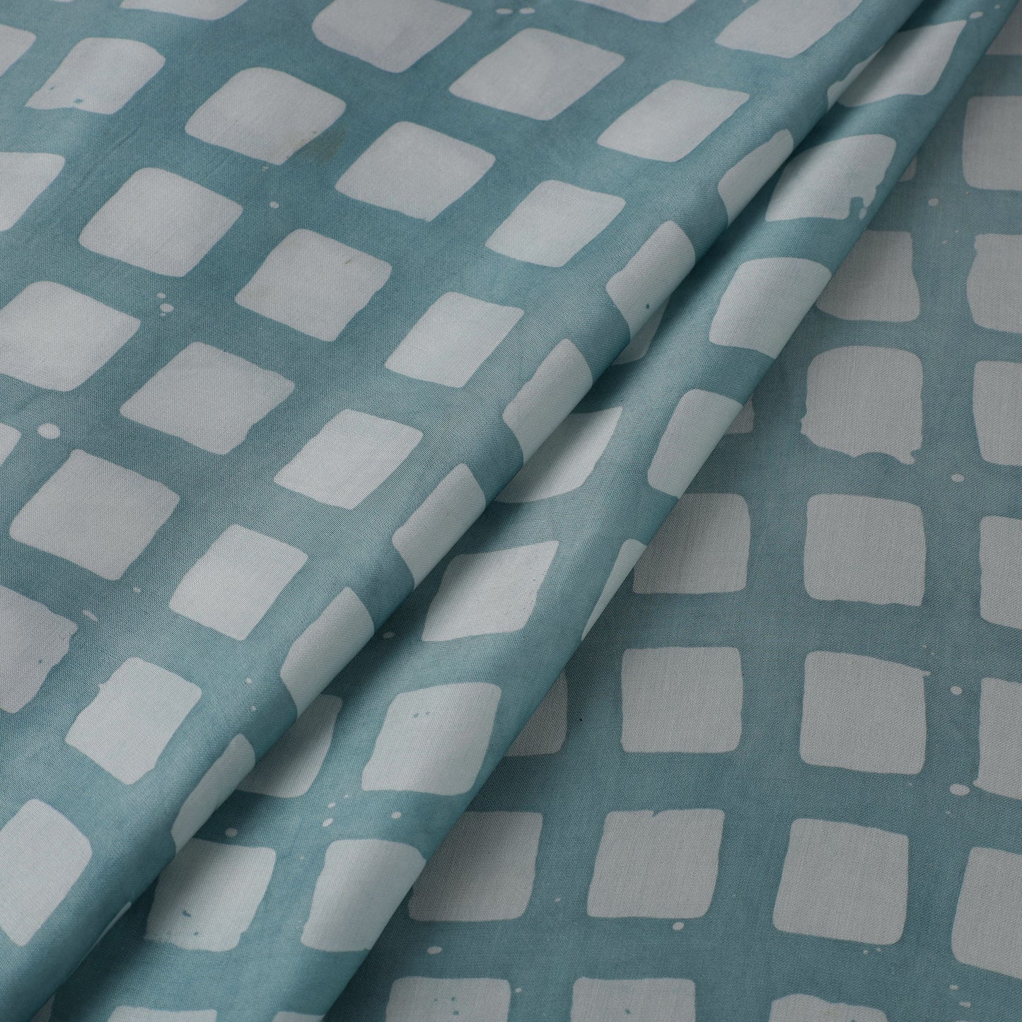 Blue - kutch batik modal silk fabric 28 - handcrafted