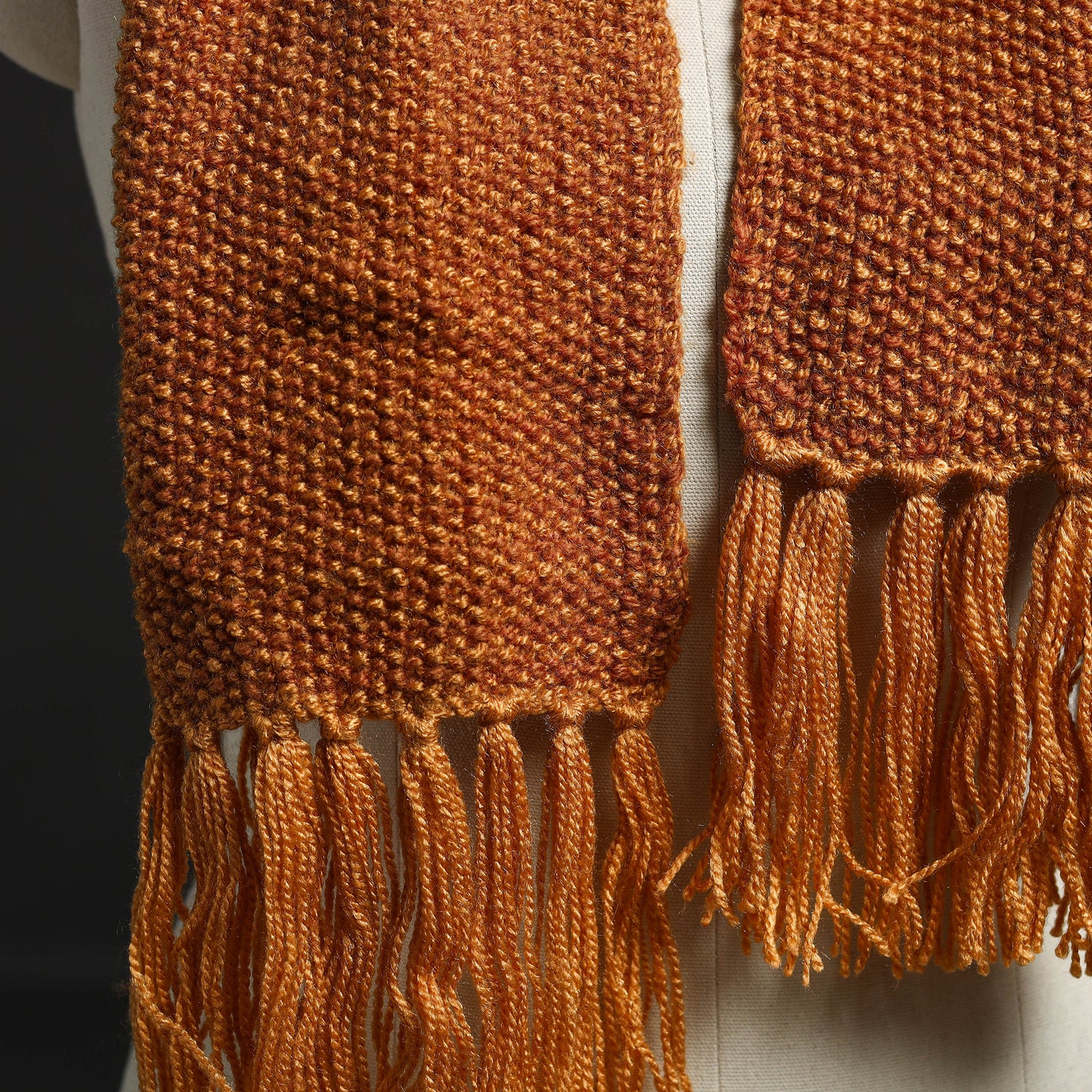 Orange - Kumaun Hand Knitted Woolen Muffler 79