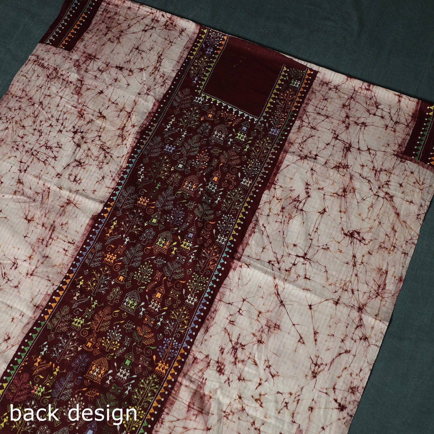 Bengal Kantha Work Cotton Unstitched Batik Print Kurta Material (2.5m) 07