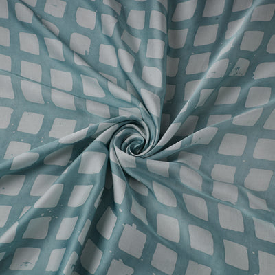 Blue - kutch batik modal silk fabric 28 - handcrafted