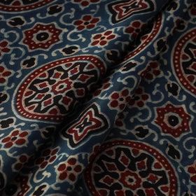  Modal Silk Hand Block Print Ajrakh Fabric Online in India