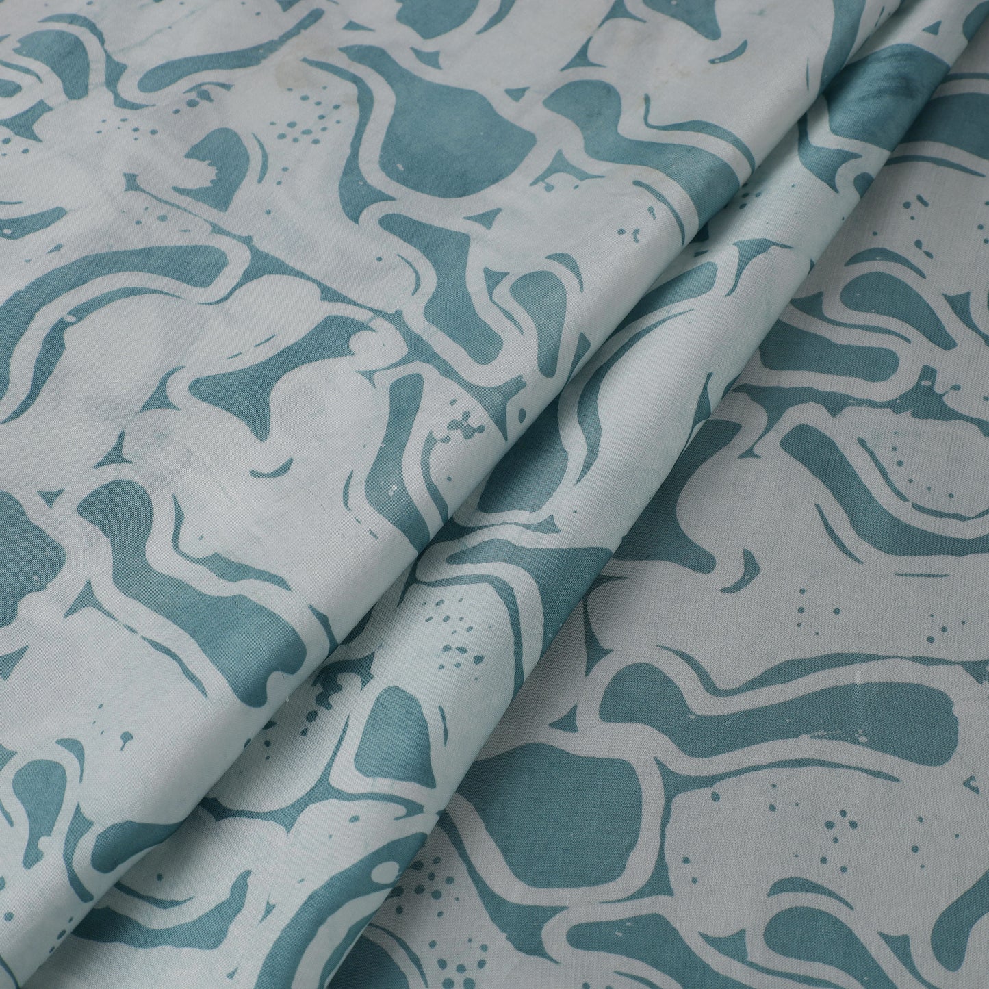 Blue - kutch batik modal silk fabric 27 - handcrafted