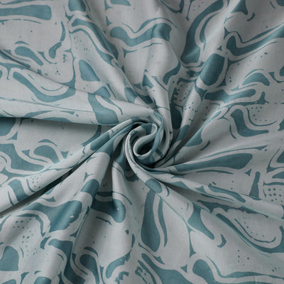 Blue - kutch batik modal silk fabric 27 - handcrafted